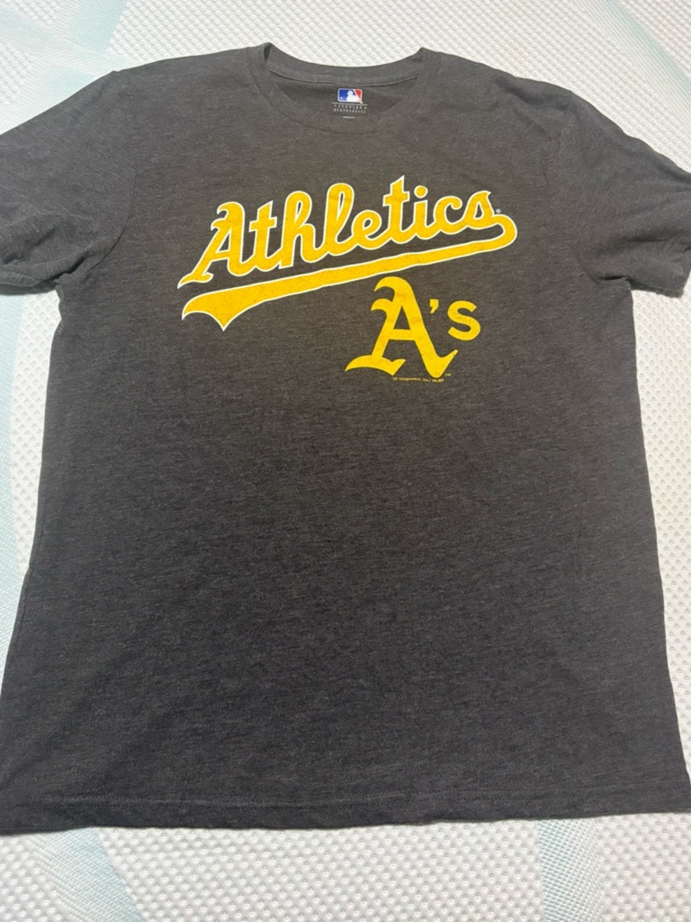 MLB Oakland Athletics Charcoal and Yellow Crewneck Tee